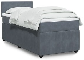 vidaXL Κρεβάτι Boxspring με Στρώμα Σκούρο Γκρι 90x200 εκ. Βελούδινο