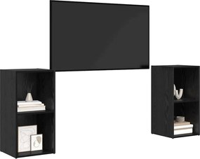 vidaXL Σετ επίπλου τηλεόρασης 2 pcs Μαύρη Οξυά Επεξεργασμένο Ξύλο