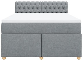 vidaXL Κρεβάτι Boxspring με Στρώμα Ανοιχτό Γκρι 140x190 εκ. Υφασμάτινο