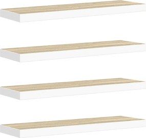 vidaXL Ράφια Τοίχου 4 τεμ. Δρυς/Λευκό 80x23,5x3,8 εκ. MDF