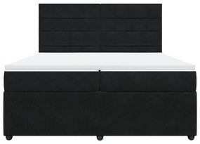 vidaXL Κρεβάτι Boxspring με Στρώμα Μαύρο 200x200 εκ. Βελούδινο