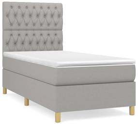 ΚΡΕΒΑΤΙ BOXSPRING ΜΕ ΣΤΡΩΜΑ ΑΝΟΙΧΤΟ ΓΚΡΙ 90X200 ΕΚ. ΥΦΑΣΜΑΤΙΝΟ 3142545