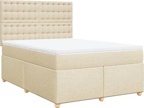 vidaXL Κρεβάτι Boxspring με Στρώμα Κρεμ 160x200 εκ. Υφασμάτινο