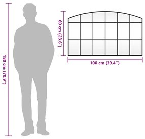 Καθρέφτης Τοίχου Αψίδα Μαύρος 100 x 60 εκ. από Σίδερο - Μαύρο