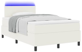 vidaXL Κρεβάτι με Σπαστή Βάση με Στρώμα & LED Λευκό 120x200 εκ Βελούδινο Ύφασμα