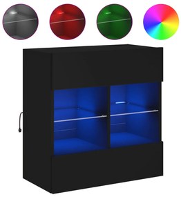 vidaXL Έπιπλο Τοίχου Τηλεόρασης με LED Μαύρο 58,5x30x60,5 εκ.