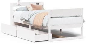 vidaXL Σκελετός Κρεβ. Χωρίς Στρώμα Λευκό 75x190 εκ Μασίφ Πεύκο