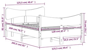 Σκελετός Κρεβατιού Χωρίς Στρώμα 120x200 εκ Μασίφ Ξύλο Πεύκου - Καφέ