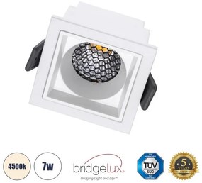 Χωνευτό Σποτ Downlight LED TrimLess 7W Λευκό-Φυσικό 4500K PLUTO-S 60266 Globostar-60266-Λευκό 60266