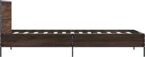 vidaXL Πλαίσιο Κρεβατιού Καφέ Δρυς 75x190 εκ. Επεξ. Ξύλο &amp; Μέταλλο