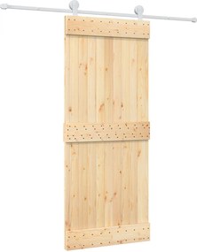 vidaXL Συρόμενη Πόρτα Φυσικό και Λευκό 85 x 210 cm