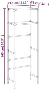 Ραφιέρα 2 Επιπέδων για Τουαλέτα Μαύρη 53,5x28x143εκ. από Σίδερο - Μαύρο