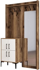 Έπιπλο Εισόδου Berlin 845HCT4208 120x35x200cm Walnut-White Μοριοσανίδα, Μέταλλο