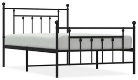 vidaXL Πλαίσιο Κρεβατιού με Κεφαλάρι&amp;Ποδαρικό Μαύρο 100x200εκ. Μέταλλο