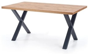 Τραπέζι Houston 702, Ελαφριά δρυς, Μαύρο, 76x90x160cm, 71 kg, Επιμήκυνση, Πλαστικοποιημένη μοριοσανίδα, Μέταλλο | Epipla1.gr