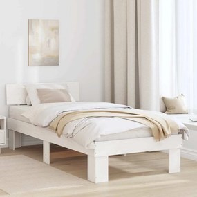 vidaXL Σκελετός Κρεβατιού Λευκό 75 x 190 cm Μασίφ ξύλο πεύκου