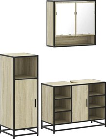 vidaXL Σετ Επίπλων Μπάνιου 3 Τεμαχίων Sonoma Δρυς Επεξεργασμένο Ξύλο