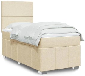 vidaXL Κρεβάτι Boxspring με Στρώμα Κρεμ 80 x 200 εκ. Υφασμάτινο