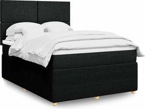 vidaXL Κρεβάτι Boxspring με Στρώμα Μαύρο 140x200 εκ. Υφασμάτινο