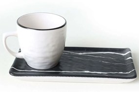 Φλυτζάνια Καφέ Με Πιατάκια (Σετ 4Τμχ) 275KRM2238 100ml Black-White Hermia Ceramic