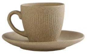 Φλυτζάνι Με Πιατάκι Espresso Χειροποίητο Stoneware Beige Mat Gobi ESPIEL 80ml-12x6,5εκ. OW2011K6