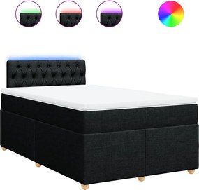 vidaXL Κρεβάτι Boxspring με Στρώμα Μαύρο 120x200 εκ. Υφασμάτινο
