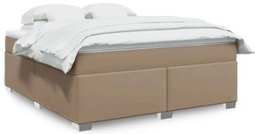 vidaXL Κρεβάτι Boxspring με Στρώμα Καπουτσίνο 180x200 εκ. Συνθ. Δέρμα