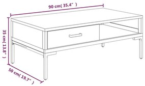 Τραπεζάκι Σαλονιού Μαύρο 90 x 50 x 35 εκ. από Μασίφ Ξύλο Πεύκου - Μαύρο