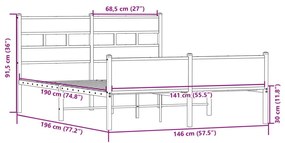 Πλαίσιο Κρεβατιού Χωρ. Στρώμα Sonoma Δρυς 140x190εκ. Επ. Ξύλο - Καφέ