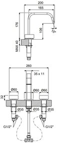 Μπαταρία νιπτήρα 3 οπών με βαλβίδα Clic Clac Halo Vicario-Inox