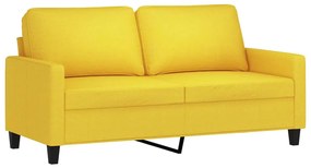 vidaXL Σετ Σαλονιού 2 Τεμαχίων Ανοιχτό Κίτρινο Υφασμάτινο με Μαξιλάρια