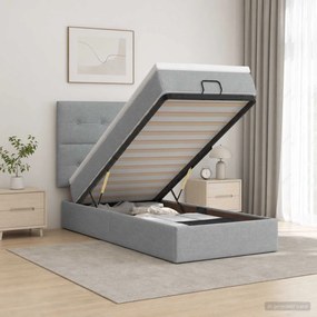 vidaXL Κρεβάτι Ottoman με Στρώμα και LED Ανοιχτό γκρι 100 x 200 cm