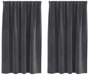 vidaXL Curtains Blackout  με Ταινία Κορυφής 2 τεμάχια Ανοιχτό Γκρι Βελούδο