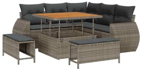 vidaXL Σετ Καναπέ Κήπου με μαξιλάρι 8 pcs Γκρι 100 x 100 x 71 cm