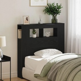 vidaXL Κεφαλάρι Αποθήκευσης με LED Φωτισμό Μαύρη Δρυ 100x18,5x103,5 εκ