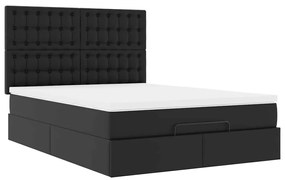 vidaXL Οθωμανικό κρεβάτι με στρώμα Μαύρο 140x200cm Faux Leather