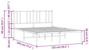 ΠΛΑΙΣΙΟ ΚΡΕΒΑΤΙΟΥ ΜΕ ΚΕΦΑΛΑΡΙ ΛΕΥΚΟ 120X190 ΕΚ. ΜΕΤΑΛΛΙΚΟ 352526