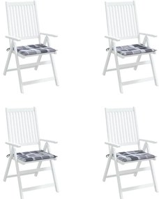 vidaXL Μαξιλάρια Καρέκλας 4τεμ Γκρι Καρό 50x50x3εκ. Ύφασμα Oxford