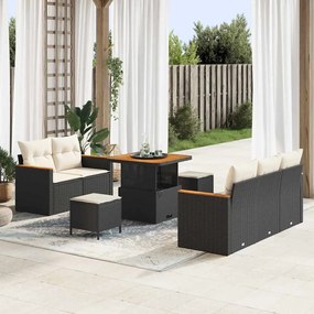 vidaXL Σετ Καναπέ Κήπου 8 pcs Μαύρο συνθετικό ρατάν