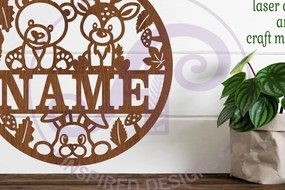 Intra απο ξύλο plywood Χρώμα wenge 3mm-4mm πάχος - Σήμα ονόματος ελαφιού και αρκούδας Δίασταση 30x20 cm INTRAFABR-112326205