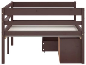 vidaXL Πλαίσιο Κρ. 2 Συρτάρια &amp; Ντουλάπι Σκ. Καφέ 90x200εκ Ξύλο Πεύκου