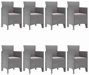 vidaXL Σέτ φαγητού για κήπο 9 pcs Ανοιχτό γκρι Rattan Polt