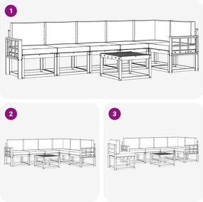 vidaXL Σειρά Καναπέ Εξωτερικού 7 pcs Λευκό και Κρεμ Πολυεστέρας