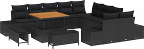 vidaXL Σετ Καναπέ Κήπου με μαξιλάρι 13 pcs Μαύρο Πολυ ράταν
