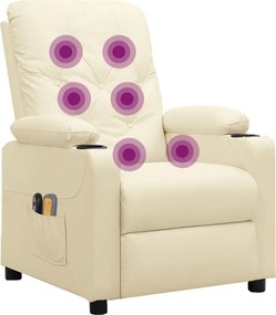 vidaXL Πολυθρόνα Μασάζ Ηλεκτρική Κρεμ από Συνθετικό Δέρμα