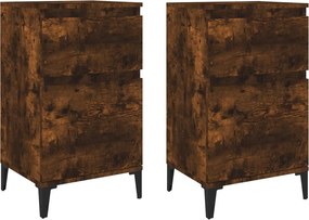 vidaXL Κομοδίνα 2 τεμ. Καπνιστή Δρυς 40x35x70 εκ.