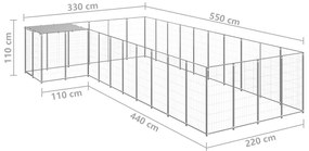 vidaXL Σπιτάκι Σκύλου Ασημί 13,31 μ² Ατσάλινο