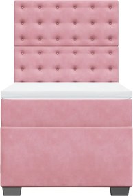 vidaXL Κρεβάτι Boxspring με Στρώμα Ροζ 80 x 200 εκ. Βελούδινο