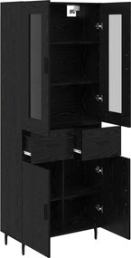 vidaXL Highboard με συρτάρι 2 pcs Μαύρη Οξυά Επεξεργασμένο ξύλο