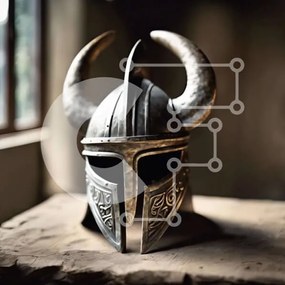 Intra Συλλεκτικό Ξύλινο Παζλ Plywood  4mm - Κράνος Βίκινγκ σε ξύλινο τραπέζι Σε Ξύλινο Κουτί - Διαστάσεις: 10x10 cm – 25 κομμάτια